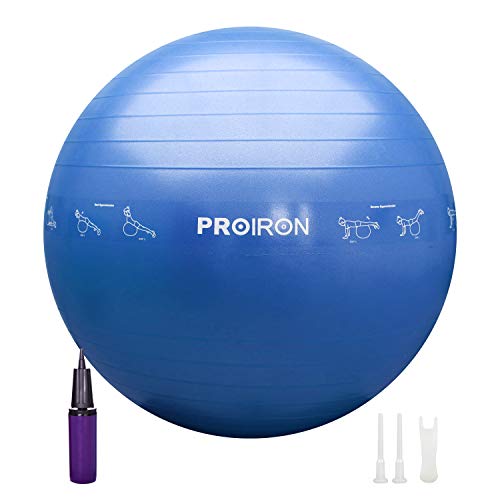 PROIRON, Bola de pilates, fitness, ioga, gravidez, desporto, futebol para exercícios, ginásio, 55/65/75 cm, anti-perfuração, inclui insuflador