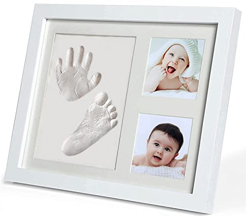 Kit de moldura para mãos e impressões de bebé para menino e menina - molduras de argila e madeira