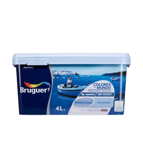 Bruguer Cores do mundo pintura para paredes monocamada mediterrâneo azul natural 4 L