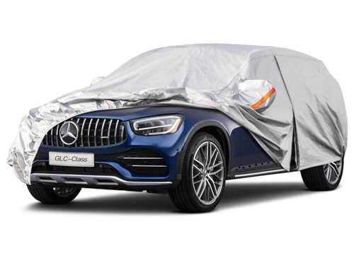 Kayme Capa de carro exterior, compatível com Mercedes Benz GLC (2015-2025), capa para carro impermeável, respirável, anti-UV, anti-UV, de 6 camadas, cobertura de carro com fecho de correr e forro de