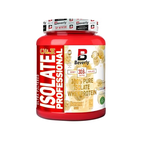 Beverly Isolate CFM - Aislado de Proteína de Suero Lacprodan - 1 Kg - 30 g de proteína por porción - 29 servicios - Tonifica y aumenta la masa muscular - Sabor (1 KG, BANANA)