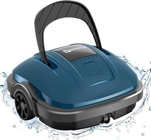 Robot Limpeza de fundos de piscina elétrica sem cabo para aspirador piscinas de até 80 m², robô limpa-fundos de piscina com motores de tração dupla, 100 m filtração dupla e estacionamento automático