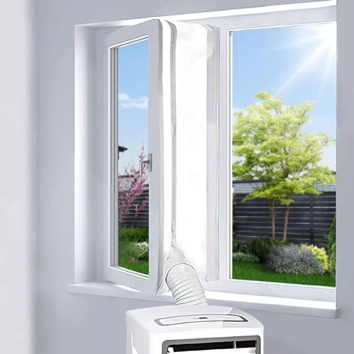 EGNBU Selo de janela universal de 300 cm, kit de janela portátil para ar condicionado e secadora de móveis, fecho de correr duplo, fácil de montar, protetores de troca de ar