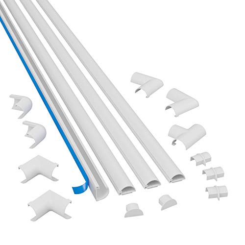 D-Line 3015KIT002 Canaletes adesivos de PVC para cabos, multipack de 4 peças pequenas, coloridas, com 30 x 15 mm, 1 m de comprimento, para organizar cabos em casa