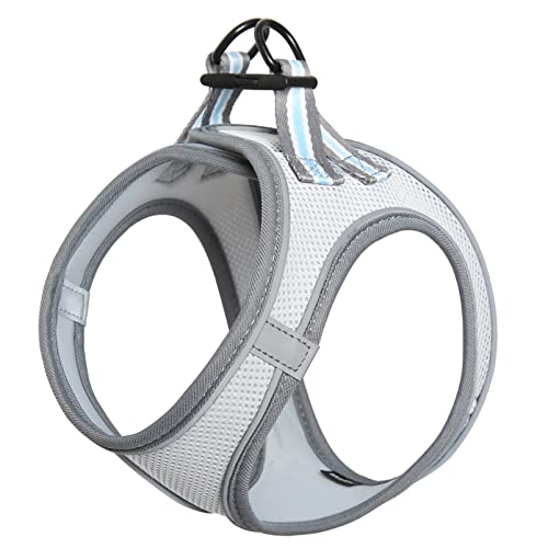 HEELE Arnês cão arnês colete pequeno ajustável macio refletor arnês para passear com animal de estimação pequeno cachorro chihuahua, cinzento, 2XS
