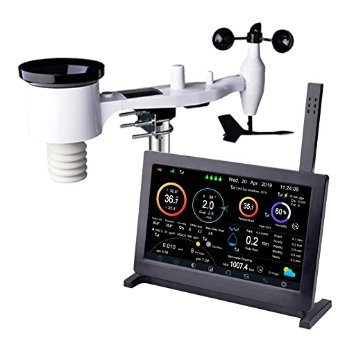 ECOWITT HP2561 WIFI estação meteorológica, 7 em 1 jardim sensor sem fios ao ar livre WS69 com energia solar 7 polegadas interior TFT cor ecrã incorporado 3 em 1 sensores para a casa