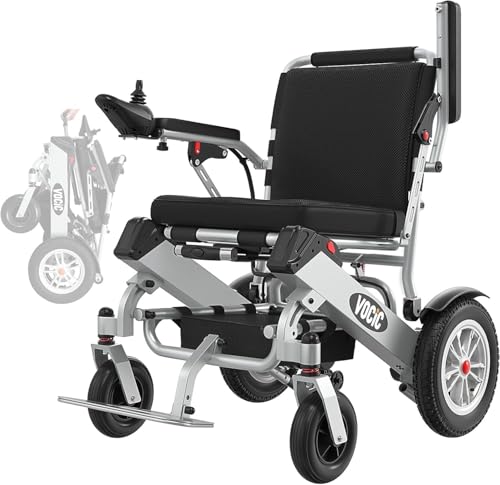 VOCIC V62 Cadeira de rodas elétrica dobrável leve 25 KG, 25 KM Cadeiras de rodas de bateria dupla 136 KG, alumínio electric wheelchair para todos os terrenos, aprovado pela companhia aérea|Garantia de