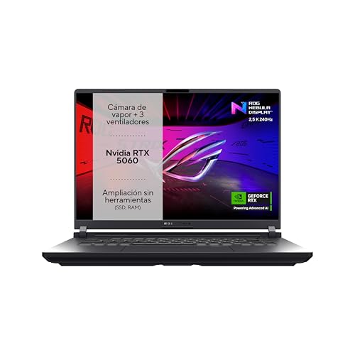 ASUS ROG Strix G16 G615JMR-RV004 Computador portátil Gaming de 16" WUXGA 165Hz (Intel Core i7-14650HX, 32 GB RAM, 1TB SSD, RTX 5060 8 GB, sem sistema operacional). G. ris Eclipse - Teclado QWERTY