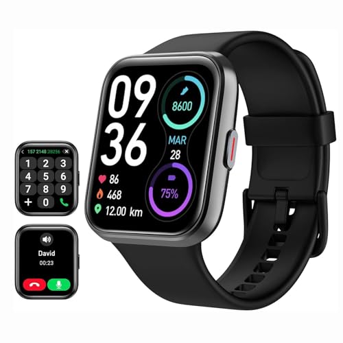 Relógio inteligente homem com chamadas e voz de Alexa, WhatsApp notificações, 1,8" Smartwatch homem com SpO2/monitor de sonho/110 modos de desporto, IP68 pulseira homem para iPhone Android