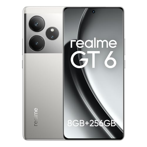 realme GT 6 Smartphone 5G,8 GB + 256 GB telemóvel, Snapdragon 8s Gen 3,6,78" 120Hz ecrã ultra-brilhante de 6000 nits, 50MP LYT-808 OIS, 5500 mAh, Dual SIM Android 14, NFC, não Carregar, P lata