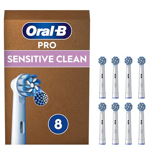 Oral-B Pro Sensitive Clean Peças sobresselentes para escova de dentes elétrica, conjunto de 8 cabeças, branco, originais (tamanho da caixa de correio)