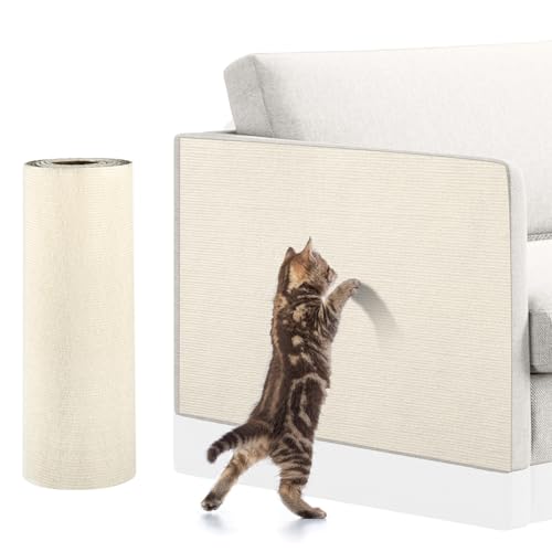 Adiwo Tapetes de raspador para gatos, 200 x 40 cm, tapete autocolante para arranhar gatos, tamanho recortável DIY tapete de raspador para gatos, substituição de torres para gatos, protege carpets e