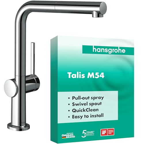 hansgrohe Talis M54 - Torneira de cozinha com chuveiro removível, 1 tipo de jato, misturador monocomando cozinha 270 mm, torneira cozinha lava-louças com cano rotativo, crómio, 72808000