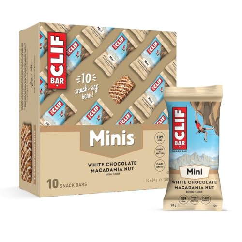 CLIF BAR Minis Barras de proteína, White Chocolate Macadamia Nut | protéinas vegetais, 10 x 28 g