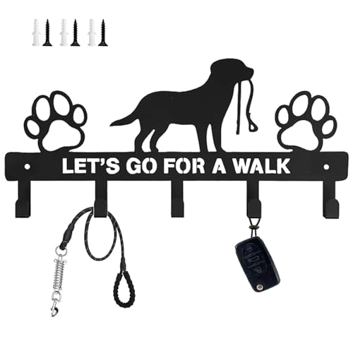 CAAGGMM Cabides decorativos para cães, trela de parede para cão com 5 ganchos, cabide de chaves multifuncional decorativo, de parede para pendurar arnês de colete, para casa, cozinha, casa de banho