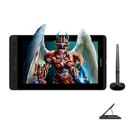 HUION Kamvas Pro 13 Tablet gráfico com ecrã, 120% sRGB, monitor de desenho laminado completo, ecrã de lápis Full HD de 13,3 polegadas e lápis digital preciso para design digital, com suporte