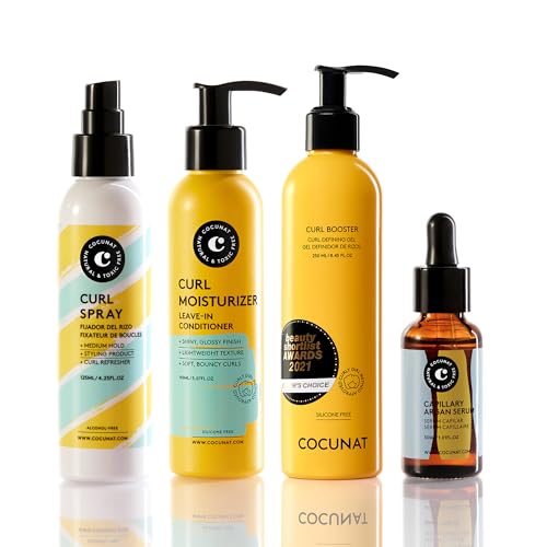COCUNAT - Pacote essencial para caracóis - Condicionador Leave In Gel Definidor + Sérum Capilar spray fixador - Método Curly - Hidrata, Nutre, Define e Elimina o Frizz - sem silicone ou para-brisas