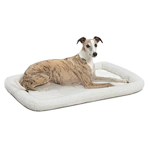 MidWest Homes for Pets Modelo 40236 Cama para cães e gatos com forro polar branco, comprimento 91,44 cm, cama confortável para cães com cabeça, para gaiolas de cães de 91,44 cm de comprimento, cor