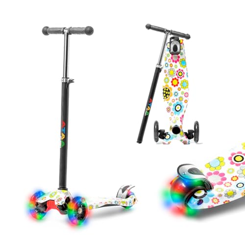 Scooter de 3 rodas ATAA Flash, skate para crianças de 3 rodas, skate infantil com luzes, skate de 3 rodas com guiador ajustável, rotação por gravidade, skate de 2 a 9 anos