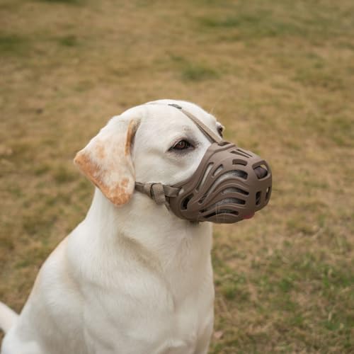 Diketone Bozal cão, bozales para cães grandes açaime de silicone para cães, cães podem sujar e beber, evitando morder, mastigar e latir (café, XL)