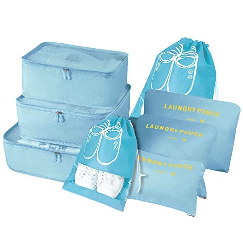 Vicloon Organizador de malas 8 em 1 saco de armazenamento de bagagem impermeável sacos de bagagem multifunções pack cubos sacos roupa organizadora viagem para sapatos roupa cosméticos