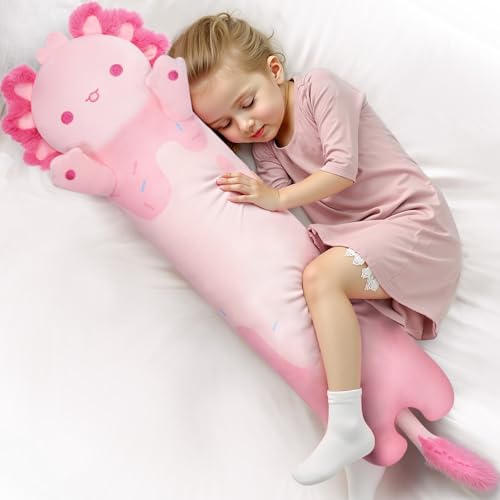 Mewaii 110 cm Comprimento Axolotl de peluche suave e confortável peluche salamandra rosa almofadas de pelúcia perfeitas para presente