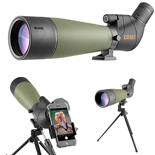 Gosky Âmbito de detecção de 20 - 60 x 80 polegadas com tripé, bolsa de transporte e adaptador para telefone inteligente - BAK4 HD Ângulo Spotter Scope - Âmbito impermeável para tiro ao alvo,