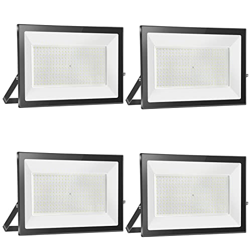 loyal 4 Pack Foco LED para exterior, 300 W, alto brilho, 30000 LM projetor LED para exterior, iluminação 6000 K, branco frio, luz de segurança impermeável IP65, candeeiro LED parede teto para jardim,