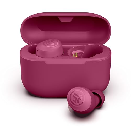 JLab Go Air Pop Auriculares sem fios Bluetooth, Wireless Earbuds 35 horas desempenho com caixa de carregamento - Auriculares Bluetooth sem fios com microfone, Dual Connect, App, rosa escuro