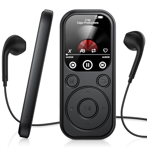 128 GB Leitor MP3 Bluetooth 5.4, leitor de música HiFi MP3 Player portátil, rádio FM , gravação, E-Book, despertador (preto)