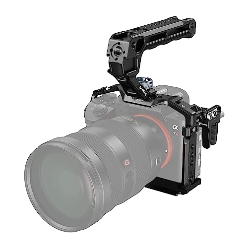 SMALLRIG A7 III / A7R III Kit de gaiola para câmara para Sony Alpha 7 III/Alpha 7R III, gaiola completa com Top Handle para ARRI e cabo clmap, sapato incorporado e NATO Rail, 4198