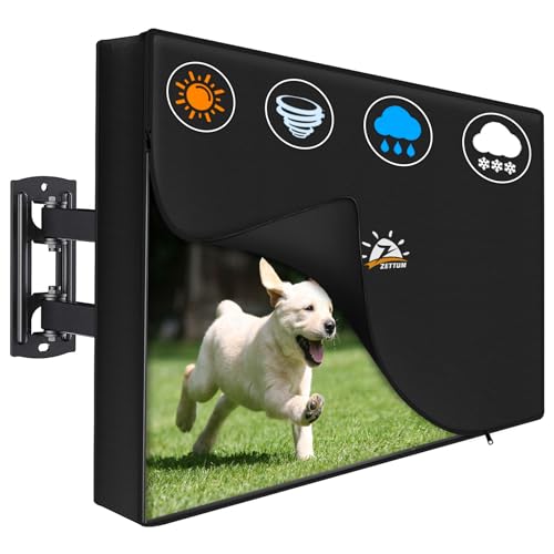 Zettum Capa de TV Zettum dobrável para televisores de 60 a 65 polegadas, impermeável e resistente, capa protetora para ecrã fabricada em tecido Oxford 600D PU com fecho de correr e função rebatível