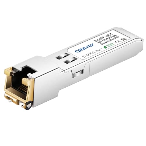QINIYEK Módulo de cobre 10G SFP para RJ45, 10Gbase-T SFP+ Mini Gbic compatível com Cisco SFP-10G-T-S, Meraki, Ubiquiti UniFi UF-RJ45-10G, Fortinet, TP-Link TL-SM5310-T e mais