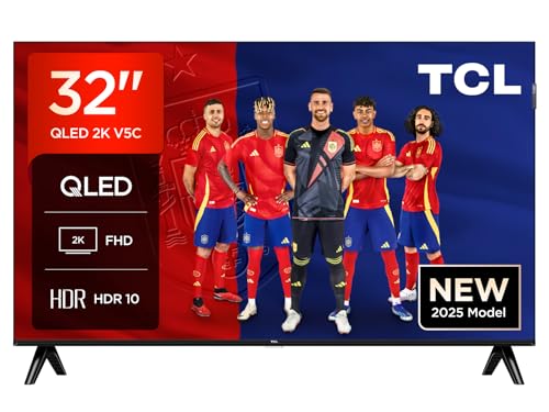 TCL 32V5C Smart QLED Full HD de 32" Direct LED TV com Android TV e HDR, compatível com Google Cast e Google Home, design fino