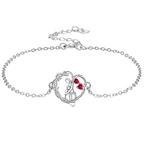 Yinsen Mulher pulseiras mãe filha prata de lei 925 coração pulseira jóias presentes de aniversário para mãe, presente do dia da mãe