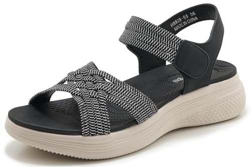 SMajong Sandálias desportivas ortopédicas para mulher sandálias planas de verão sapatos de praia casuais sandálias para caminhar moda