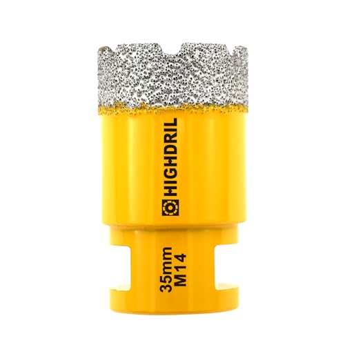 HIGHDRIL Broca de diamante - 35 mm com rosca M14 broca a seco para azulejos de porcelana cerâmica granito mármore pedra alvenaria tijolo para rebarbadoras angulares