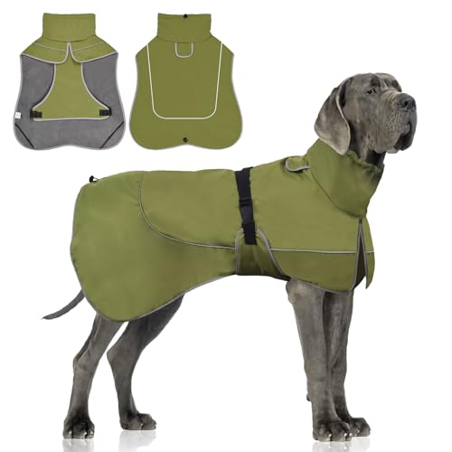 WUFANC Impermeável casaco cão - refletor casaco para cães fecho ajustável, adequado para todas as estações - oferece proteção confortável para o seu cão durante atividades tanto exteriores (XL)