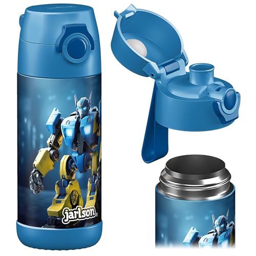 Jarlson® Garrafa de água para crianças MALI – Garrafa de água térmica de aço inoxidável, sem BPA, à prova de fugas, garrafa infantil - 350 ml