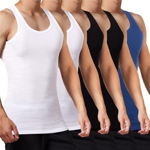 FALARY Camisola de alças para homem em 100% algodão, várias cores disponíveis, pack de 5