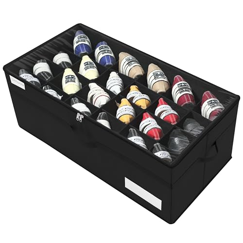 LUVHOMEE Recipientes organizador de sapatos armário, cabem 24 pares, caixas de armazenamento para sapatos, cubos transparentes para guardar sapatos, poupa espaço gavetas para sapatos com alças, preto