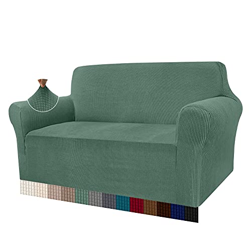 Granbest Capa de sofá de alta elasticidade, moderna capa de sofá de jacquard elástica para sala de estar, proteção para cães e animais de estimação, 2 lugares, sálvia