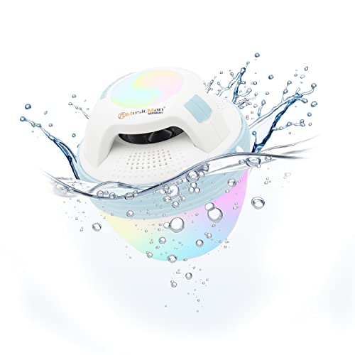 Musicman Altifalante de piscina portátil, sem fios e resistente à água com Bluetooth, luzes LED de 4 cores diferentes, mãos livres, 8 horas de funcionamento - altifalante de duche pequeno BT-X60