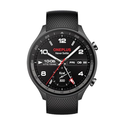 OnePlus Relógio inteligente Watch 2R Fitness Wellness com GPS de dupla frequência, 32 GB de armazenamento, autonomia de 100 horas, vedação 5ATM, rastreamento de saúde, cinzento aço, cinzento