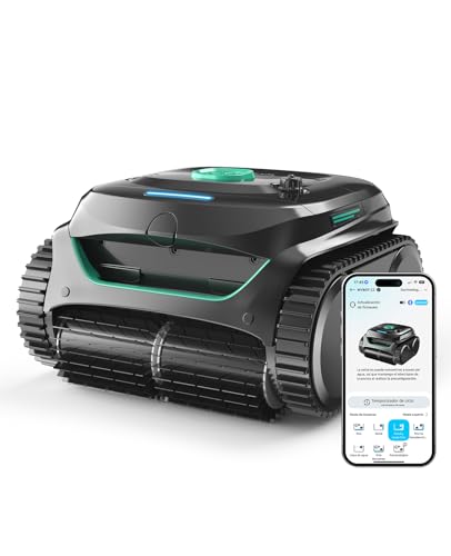 WYBOT C2 Robot Piscina Pareti e Fundo, Senza Fili per Piscine Interrate 150XLKNBC, Doppia Filtrazione, 3 Motori, Aspirazione poderoso, Pulizia Pareti & Linea d'Acqua, 180 Min, App (Black-Verde Berde )