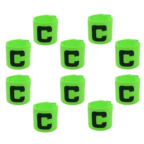 Hosifiy 10 pulseiras de capitão de futebol, bandas elásticas de nylon ajustáveis, bandas de braço de futebol C, para jovens e adultos, treino desportivo