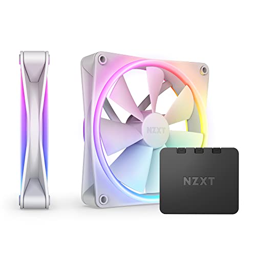 NZXT F140 RGB Duo Twin Pack - 2 ventoinhas RGB de dupla face de 140 mm com controlador RGB - 20 LEDs direcionáveis individualmente - fluxo de ar equilibrado e pressão estática - branco