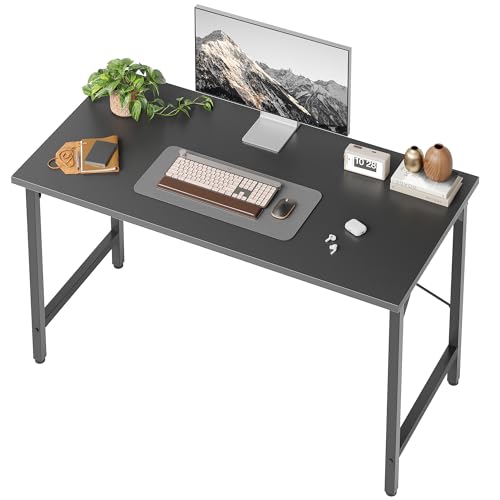 BEXEVUE Mesa de 100 x 48 cm, pequena para computador, mesa de escritório para estúdio e quarto, design industrial, estrutura de metal e madeira para casa e escritório