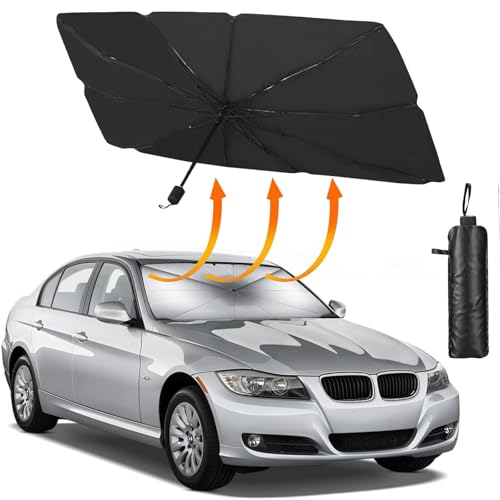 Guarda-sol carro dianteiro guarda-chuva 140 x 80 cm Practice guarda-sol carro dianteiro dobrável para a maioria dos carros SUV camiões, camiões, proteção UV