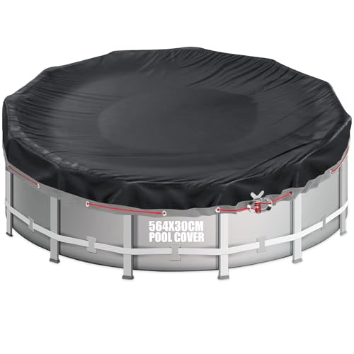Aipwerer Cobertor de piscina redonda para piscinas, de 500 a 550 cm, capa de piscina Ø 564 cm, Oxford 420D, resistente ao desgaste, cobertura para INTEX & BESTWAY piscinas (ilhós negros)